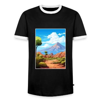 Parc national du Teide Espagne Affiche de voyage vintage - T-shirt contrasté Homme - noir/blanc - Devant - AI Model Female 172 light (172cm) & AI Model Male 178 light (178cm)