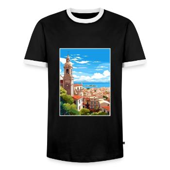 Malaga Espagne Vintage voyage affiche WPA Souvenir - T-shirt contrasté Homme - noir/blanc - Devant - AI Model Female 172 light (172cm) & AI Model Male 178 light (178cm)