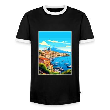 Naples Italie Décoration Vintage Voyage Affiche WPA - T-shirt contrasté Homme - noir/blanc - Devant - AI Model Female 172 light (172cm) & AI Model Male 178 light (178cm)