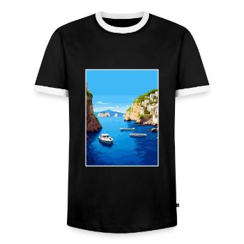 Capri Italien Dekoration Vintage Reiseposter WPA - Männer Kontrast-T-Shirt - Schwarz/Weiß - Vorne - AI Model Female 172 light (172cm) & AI Model Male 178 light (178cm)