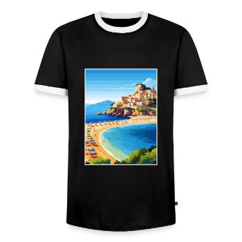 Sicile Italie Décoration Vintage Voyage Affiche WPA - T-shirt contrasté Homme - noir/blanc - Devant - AI Model Female 172 light (172cm) & AI Model Male 178 light (178cm)