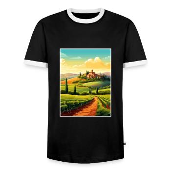 Toscane Italie Décoration Vintage Voyage Affiche WPA - T-shirt contrasté Homme - noir/blanc - Devant - AI Model Female 172 light (172cm) & AI Model Male 178 light (178cm)