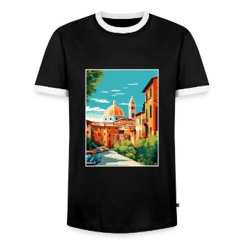 Vérone Italie Décoration Vintage Voyage Affiche WPA - T-shirt contrasté Homme - noir/blanc - Devant - AI Model Female 172 light (172cm) & AI Model Male 178 light (178cm)
