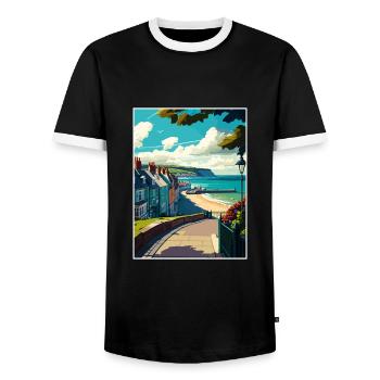 Lyme Regis Angleterre Vintage voyage affiche Souvenir - T-shirt contrasté Homme - noir/blanc - Devant - AI Model Female 172 light (172cm) & AI Model Male 178 light (178cm)