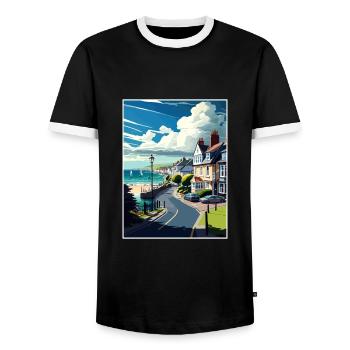 Lyme Regis Angleterre Vintage voyage affiche Souvenir - T-shirt contrasté Homme - noir/blanc - Devant - AI Model Female 172 light (172cm) & AI Model Male 178 light (178cm)