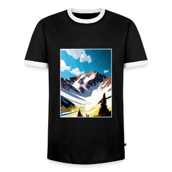 Arapahoe Basin Colorado Vintage Travel Poster WPA - Men's Ringer Shirt - black/white - Front - AI Model Female 172 light (172cm) & AI Model Male 178 light (178cm)