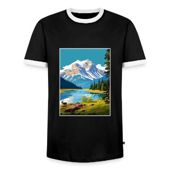 Jasper National Park Kanada Vintage Reiseposter - Männer Kontrast-T-Shirt - Schwarz/Weiß - Vorne - AI Model Female 172 light (172cm) & AI Model Male 178 light (178cm)