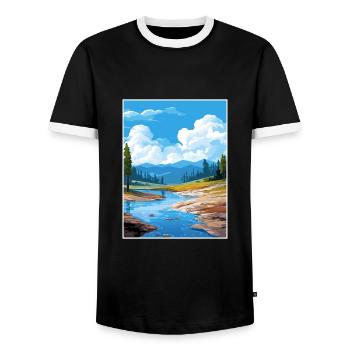 Hot Springs National Park Vintage Travel Poster - Men's Ringer Shirt - black/white - Front - AI Model Female 172 light (172cm) & AI Model Male 178 light (178cm)