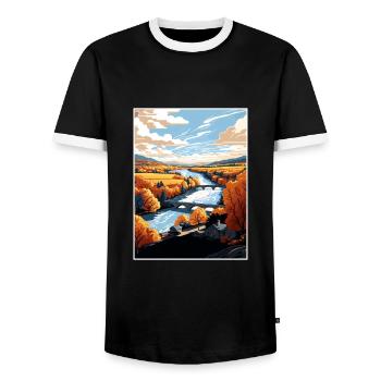 Lehigh Valley Pennsylvania Vintage Travel Poster - Men's Ringer Shirt - black/white - Front - AI Model Female 172 light (172cm) & AI Model Male 178 light (178cm)