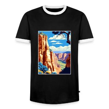 Colorado National Monument Vintage Reiseposter - Männer Kontrast-T-Shirt - Schwarz/Weiß - Vorne - AI Model Female 172 light (172cm) & AI Model Male 178 light (178cm)