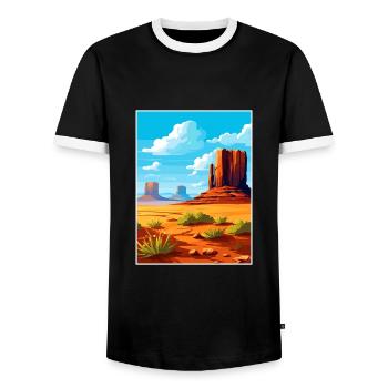 Monument Valley Arizona Wüste Reiseposter - Männer Kontrast-T-Shirt - Schwarz/Weiß - Vorne - AI Model Female 172 light (172cm) & AI Model Male 178 light (178cm)