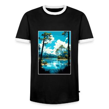 Blue Springs State Park Floride affiche de voyage - T-shirt contrasté Homme - noir/blanc - Devant - AI Model Female 172 light (172cm) & AI Model Male 178 light (178cm)