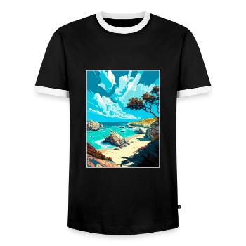 Garrapata State Park Kalifornien Reiseposter - Männer Kontrast-T-Shirt - Schwarz/Weiß - Vorne - AI Model Female 172 light (172cm) & AI Model Male 178 light (178cm)
