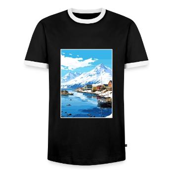 Dutch Harbor Alaska Vintage voyage affiche Souvenir - T-shirt contrasté Homme - noir/blanc - Devant - AI Model Female 172 light (172cm) & AI Model Male 178 light (178cm)