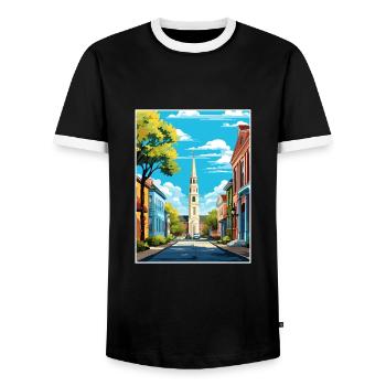 Charleston Carolina Vintage Reiseposter Souvenir - Männer Kontrast-T-Shirt - Schwarz/Weiß - Vorne - AI Model Female 172 light (172cm) & AI Model Male 178 light (178cm)