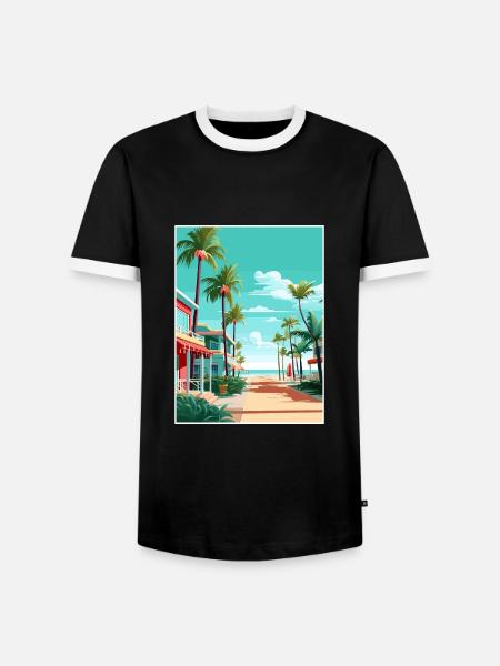 South Beach Texas Vintage Travel Poster Souvenir - Men's Ringer Shirt - black/white