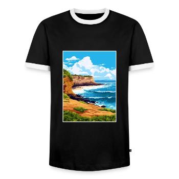 Laie Point Hawaï Vintage voyage affiche Souvenir - T-shirt contrasté Homme - noir/blanc - Devant - AI Model Female 172 light (172cm) & AI Model Male 178 light (178cm)