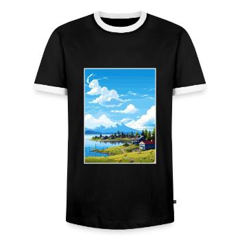 Wasilla Alaska Vintage voyage affiche WPA Souvenir - T-shirt contrasté Homme - noir/blanc - Devant - AI Model Female 172 light (172cm) & AI Model Male 178 light (178cm)