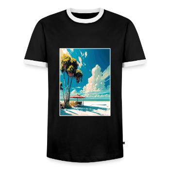 Siesta Key Floride Vintage voyage affiche Souvenir - T-shirt contrasté Homme - noir/blanc - Devant - AI Model Female 172 light (172cm) & AI Model Male 178 light (178cm)