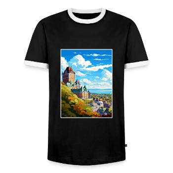 Québec Canada Vintage voyage affiche WPA Souvenir - T-shirt contrasté Homme - noir/blanc - Devant - AI Model Female 172 light (172cm) & AI Model Male 178 light (178cm)