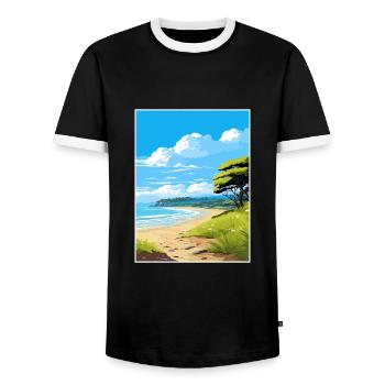 Rakiura Nationalpark Neuseeland Reiseposter - Männer Kontrast-T-Shirt - Schwarz/Weiß - Vorne - AI Model Female 172 light (172cm) & AI Model Male 178 light (178cm)