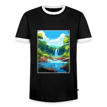 Daintree Rainforest Australie déco affiche de voyage - T-shirt contrasté Homme - noir/blanc - Devant - AI Model Female 172 light (172cm) & AI Model Male 178 light (178cm)