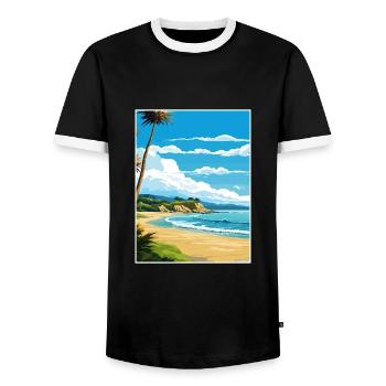 Whanganmata Whanganmatad Neuseeland Reiseposter - Männer Kontrast-T-Shirt - Schwarz/Weiß - Vorne - AI Model Female 172 light (172cm) & AI Model Male 178 light (178cm)