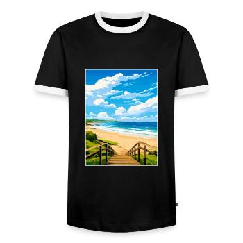Byron Bay Australie Vintage voyage affiche Souvenir - T-shirt contrasté Homme - noir/blanc - Devant - AI Model Female 172 light (172cm) & AI Model Male 178 light (178cm)