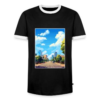 Perth Australie déco Vintage voyage affiche WPA Art - T-shirt contrasté Homme - noir/blanc - Devant - AI Model Female 172 light (172cm) & AI Model Male 178 light (178cm)