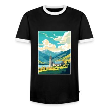 San Martin De Los Andes Vintage voyage affiche WPA - T-shirt contrasté Homme - noir/blanc - Devant - AI Model Female 172 light (172cm) & AI Model Male 178 light (178cm)