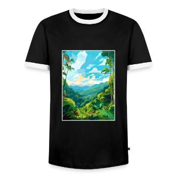 Amazone Rainforest Vintage voyage affiche Souvenir - T-shirt contrasté Homme - noir/blanc - Devant - AI Model Female 172 light (172cm) & AI Model Male 178 light (178cm)
