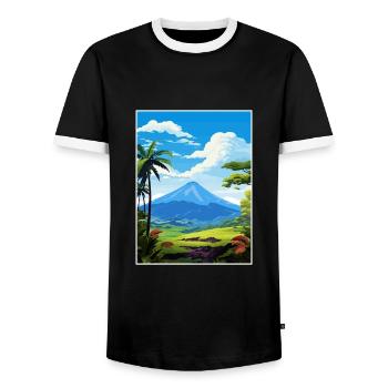 La Fortuna Costa Rica Vintage Reiseposter WPA - Männer Kontrast-T-Shirt - Schwarz/Weiß - Vorne - AI Model Female 172 light (172cm) & AI Model Male 178 light (178cm)