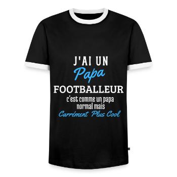 Papa footballeur - T-shirt contrasté Homme - noir/blanc - Devant - AI Model Female 172 light (172cm) & AI Model Male 178 light (178cm)