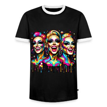Glanzvolles Trio - Glamorous Trio - Männer Kontrast-T-Shirt - Schwarz/Weiß - Vorne - AI Model Female 172 light (172cm) & AI Model Male 178 light (178cm)