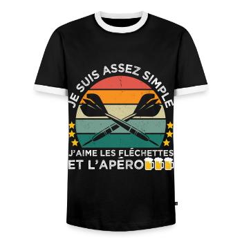 J' aime les fléchettes et l' apéro cadeau vintage - T-shirt contrasté Homme - noir/blanc - Devant - AI Model Female 172 light (172cm) & AI Model Male 178 light (178cm)