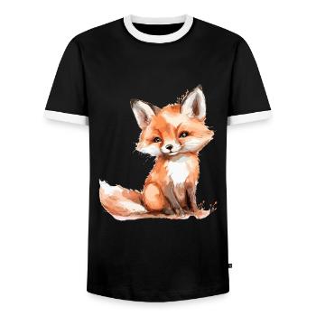 Baby fox, petite renard mignon - T-shirt contrasté Homme - noir/blanc - Devant - AI Model Female 172 light (172cm) & AI Model Male 178 light (178cm)