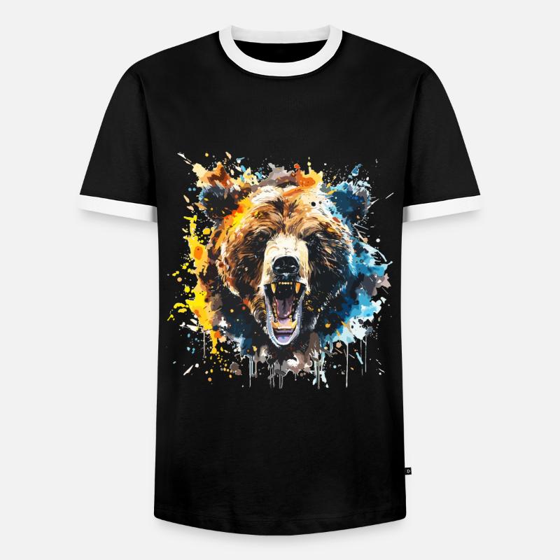 Grizzly, bear, bear - Men's Ringer Shirt - black/white