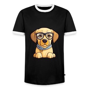 Labrador Retriever Hunderasse Aquarell Karikatur Ka - Männer Kontrast-T-Shirt - Schwarz/Weiß - Vorne - AI Model Female 172 light (172cm) & AI Model Male 178 light (178cm)