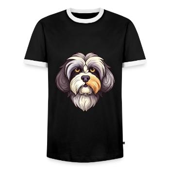 Havaneser Hund Rasse Aquarell Karikatur Kawaii Farbe - Männer Kontrast-T-Shirt - Schwarz/Weiß - Vorne - AI Model Female 172 light (172cm) & AI Model Male 178 light (178cm)