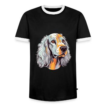 Englischer Setter Hund Rasse Aquarell Karikatur Kawaii - Männer Kontrast-T-Shirt - Schwarz/Weiß - Vorne - AI Model Female 172 light (172cm) & AI Model Male 178 light (178cm)