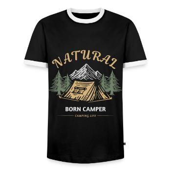 Campeur né Vie de camping - T-shirt contrasté Homme - noir/blanc - Devant - AI Model Female 172 light (172cm) & AI Model Male 178 light (178cm)
