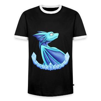 Dragon de givre - T-shirt contrasté Homme - noir/blanc - Devant - AI Model Female 172 light (172cm) & AI Model Male 178 light (178cm)