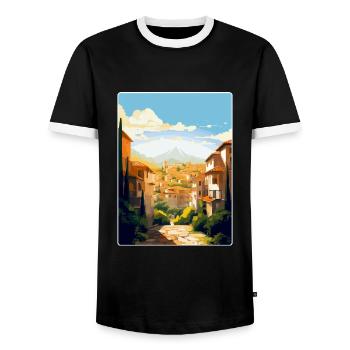 Granada Spain Vintage Travel Poster WPA Souvenir - Men's Ringer Shirt - black/white - Front - AI Model Female 172 light (172cm) & AI Model Male 178 light (178cm)
