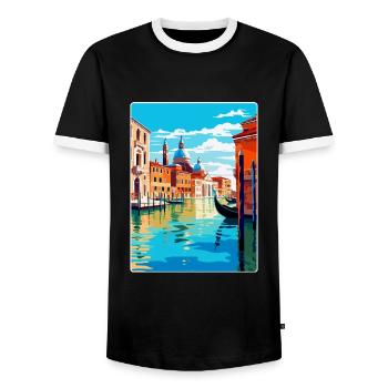 Venedig Italien Vintage Reiseplakat WPA Souvenir - Männer Kontrast-T-Shirt - Schwarz/Weiß - Vorne - AI Model Female 172 light (172cm) & AI Model Male 178 light (178cm)