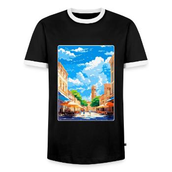 Nimes France Vintage Travel Poster WPA Souvenir - Men's Ringer Shirt - black/white - Front - AI Model Female 172 light (172cm) & AI Model Male 178 light (178cm)