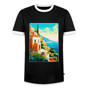 Capri Italy Vintage Travel Poster WPA Art Souvenir - Men's Ringer Shirt - black/white - Front - AI Model Female 172 light (172cm) & AI Model Male 178 light (178cm)