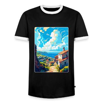 Galice Espagne Affiche de voyage vintage WPA Souvenir - T-shirt contrasté Homme - noir/blanc - Devant - AI Model Female 172 light (172cm) & AI Model Male 178 light (178cm)