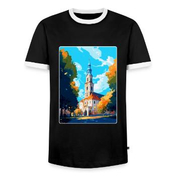 Bialystok Pologne Vintage Voyage Poster Art Mural - T-shirt contrasté Homme - noir/blanc - Devant - AI Model Female 172 light (172cm) & AI Model Male 178 light (178cm)