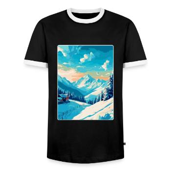 St. Anton am Arlberg Österreich Vintage Reiseplakat - Männer Kontrast-T-Shirt - Schwarz/Weiß - Vorne - AI Model Female 172 light (172cm) & AI Model Male 178 light (178cm)