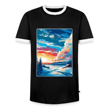 Kiruna Sweden Vintage Travel Poster WPA Souvenir - Men's Ringer Shirt - black/white - Front - AI Model Female 172 light (172cm) & AI Model Male 178 light (178cm)